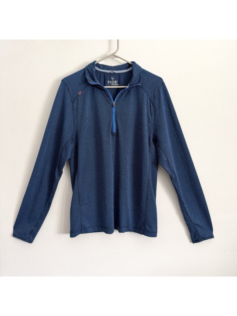 Rhone Blue Textured 1/4 Zip Pullover Long Sleeve Golf Shirt Men’s Size Medium